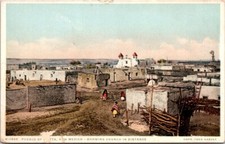 Isleta Pueblo Church Rio Grande NM New Mexico Fred Harvey Phostint postcard EP5
