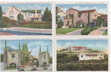 10 Post Cards 1 Fred Harvey + 3 B&W Photos Celebrity Homes Beverly Hills 1934 - Additional view 1