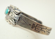 Vintage Navajo Fred Harvey Era Turquoise Thunderbirds Coin Silver Cuff Bracelet - Additional view 2