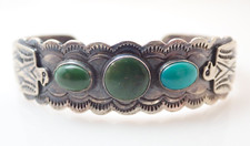 Vintage Navajo Fred Harvey Era Turquoise Thunderbirds Coin Silver Cuff Bracelet - Additional view 5