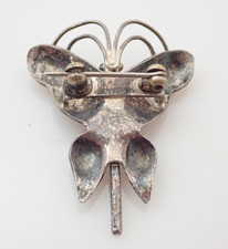 Vintage Navajo Fred Harvey Era Turquoise Butterfly Sterling Brooch - Additional view 3