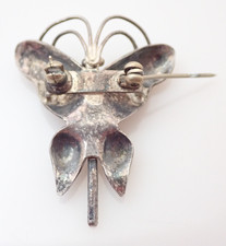 Vintage Navajo Fred Harvey Era Turquoise Butterfly Sterling Brooch - Additional view 4