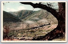 Cajon Pass California~Santa Fe Limited Train Going Up Pass~c1910 Fred Harvey PC