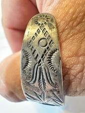 Native American Fred Harvey Sterling Silver Stamped Thunderbird Bracelet As Is - Additional view 7