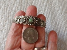 Vintage Navajo Stamped Sterling Silver Turquoise Cuff Bracelet Fred Harvey Era - Additional view 1