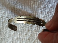 Vintage Navajo Stamped Sterling Silver Turquoise Cuff Bracelet Fred Harvey Era - Additional view 5