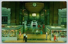 Kansas City Missouri~Union Depot Interior~Fred Harvey Shops~Clock~1950s PC