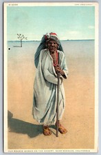 Needles California~Old Mojave Indian Woman in Desert~c1910 Fred Harvey PC