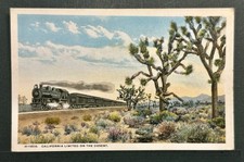1920s Fred Harvey Postcard “CALIFORNIA LIMITED ON THE DESERT” Santa Fe Railroad