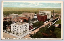 Topeka Kansas~Main Street Birdseye View~1920s Fred Harvey Postcard