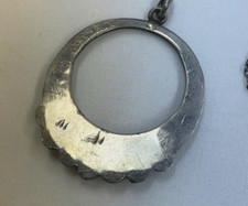 Very Early Fred Harvey Era Silver Pendant & Necklace 3 Stone Turquoise Stamped - Additional view 3