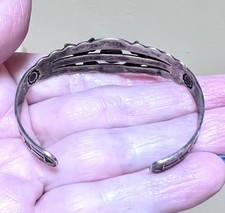 Wonderful Fred Harvey Era Native Sterling Silver, Turquoise Stamp Work Bracelet - Additional view 15