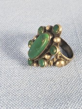 Vintage sterling silver green turquoise ring Navajo Fred Harvey era sz 8.5 - Additional view 1