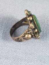 Vintage sterling silver green turquoise ring Navajo Fred Harvey era sz 8.5 - Additional view 2
