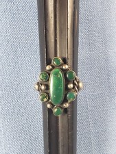 Vintage sterling silver green turquoise ring Navajo Fred Harvey era sz 8.5 - Additional view 5