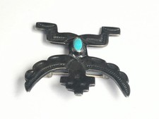 Vintage Fred Harvey Era Sterling Silver & Turquoise Knife Wing Dancer Brooch Pin - Additional view 2