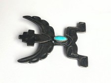 Vintage Fred Harvey Era Sterling Silver & Turquoise Knife Wing Dancer Brooch Pin - Additional view 3