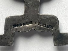 Vintage Fred Harvey Era Sterling Silver & Turquoise Knife Wing Dancer Brooch Pin - Additional view 5