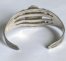 Vintage  Fred Harvey Era “Navajo” Sterling & Turquoise Stamped Cuff Bracelet+++ - Additional view 4