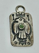 Fred Harvey Era Navajo Sterling Silver and Turquoise Thunderbird Pendant Tag  LS - Additional view 2