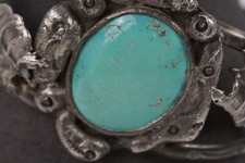 Vintage Fred Harvey Era Navajo Sterling Silver Green Turquoise Bracelet Sz 6.75