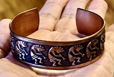 Vntg Navajo Fred Harvey Era WHEELER Co Hand Stamped Solid Copper Cuff Bracelet - Additional view 1