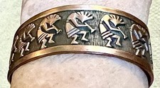 Vntg Navajo Fred Harvey Era WHEELER Co Hand Stamped Solid Copper Cuff Bracelet - Additional view 4
