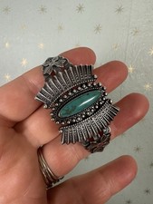 FRED HARVEY Era Turquoise & Sterling Arrows Cuff Bracelet Rare Vintage - Additional view 1