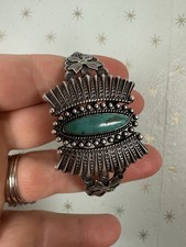 FRED HARVEY Era Turquoise & Sterling Arrows Cuff Bracelet Rare Vintage - Additional view 6