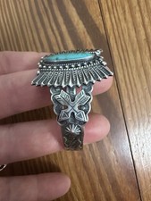 FRED HARVEY Era Turquoise & Sterling Arrows Cuff Bracelet Rare Vintage - Additional view 10