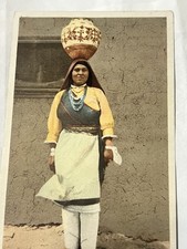 Pueblo Indian Woman Water Carrier, Jar On Head, Fred Harvey, H-2402, ca 1920 - Additional view 1
