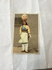 Pueblo Indian Woman Water Carrier, Jar On Head, Fred Harvey, H-2402, ca 1920