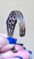 Wonderful Vintage Native American Sterling Silver & Turquoise Cuff Bracelet - Additional view 11