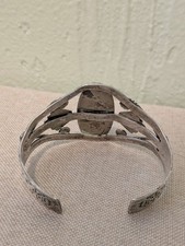 Vintage Fred Harvey Era Bell Sterling 925 Turquoise Ornate Cuff Bracelet - Additional view 3