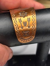 Fred Harvey Copper Cuff Bracelet Wheeler Manufacturing WMCO 30mm Navajo Symbols - Additional view 6