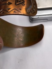 Fred Harvey Copper Cuff Bracelet Wheeler Manufacturing WMCO 30mm Navajo Symbols - Additional view 8
