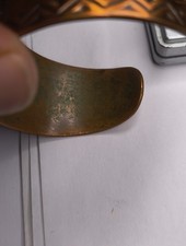 Fred Harvey Copper Cuff Bracelet Wheeler Manufacturing WMCO 30mm Navajo Symbols - Additional view 9
