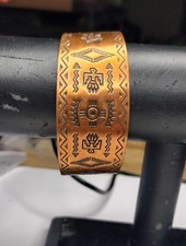 Fred Harvey Copper Cuff Bracelet Wheeler Manufacturing WMCO 30mm Navajo Symbols