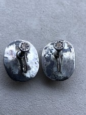 Fred Harvey Era Navajo Sterling Silver Large Mediterranean Coral Chunk Earrings - Additional view 11