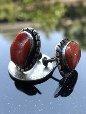 Fred Harvey Era Navajo Sterling Silver Large Mediterranean Coral Chunk Earrings - Additional view 13