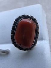 Fred Harvey Era Navajo Sterling Silver Large Mediterranean Coral Chunk Earrings - Additional view 19