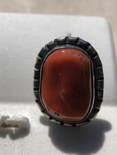 Fred Harvey Era Navajo Sterling Silver Large Mediterranean Coral Chunk Earrings - Additional view 7