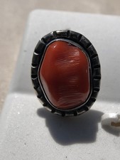 Fred Harvey Era Navajo Sterling Silver Large Mediterranean Coral Chunk Earrings - Additional view 8