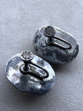 Fred Harvey Era Navajo Sterling Silver Large Mediterranean Coral Chunk Earrings - Additional view 9