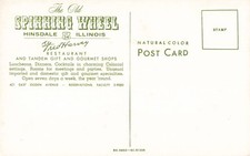 Hinsdale IL, Old Spinning Wheel Fred Harvey Restaurant Advertising, Vtg Postcard - Additional view 1