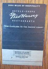 ROYAL FLASH MATCHBOOK COVER: FRED HARVEY HOTELS & RESTAURANTS MATCHCOVER -D19 - Additional view 2
