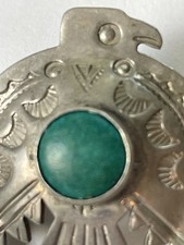 Vintage Fred Harvey Era Thunderbird Turquoise Pin/Brooch Silver Tone - Additional view 1