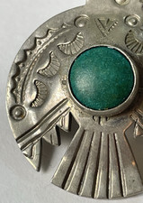 Vintage Fred Harvey Era Thunderbird Turquoise Pin/Brooch Silver Tone - Additional view 3