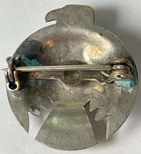 Vintage Fred Harvey Era Thunderbird Turquoise Pin/Brooch Silver Tone - Additional view 4