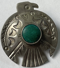 Vintage Fred Harvey Era Thunderbird Turquoise Pin/Brooch Silver Tone - Additional view 7